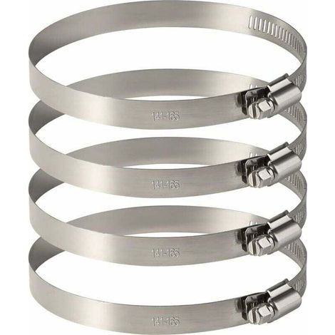 4 verstellbare Edelstahl-Schlauchschellen 150 mm für flexible Schläuche von 141 bis 165 mm (1/4)