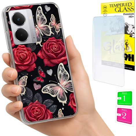 Coque pour Realme 14 5G / 14T 5G - Coque arrière papillon avec protection en verre 9H et motif photo (1/5)