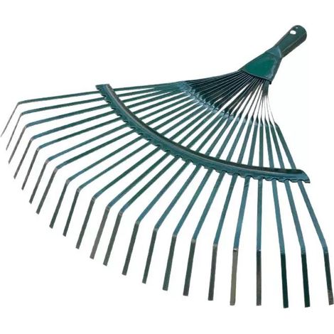 Râteau métallique à dents larges en fil d'acier à 22 dents, pour feuilles mortes, herbe et débris de jardin (1/5)