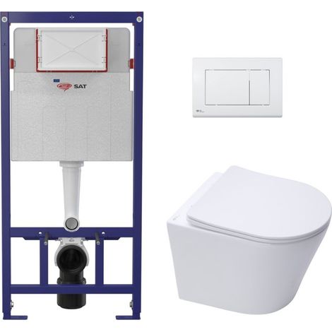 Swiss Aqua Technologies Pack WC Telaio ECO 2L SAT + WC sospeso SAT + Placca bianca (STESTINWR01-IN)