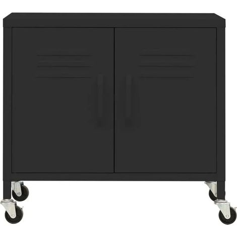 Armoire de Rangement en Acier, 60x35x56 cm, Meuble de Stockage Robuste avec Étagères Réglables, Placard Multifonction pour Bureau, Garage ou Atelier - Noir (1/5)