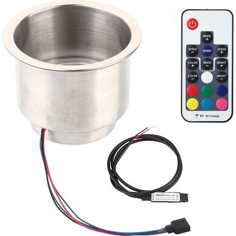 RGB Cup Holder, Wear-Resistant LED Stand with Remote Control for Boat, Car or Truck (1/5)
