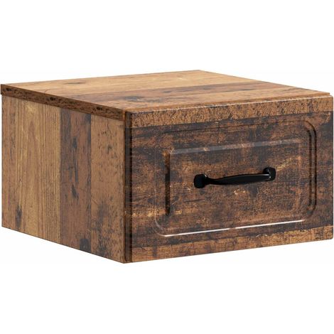 Mobiletto da notte a muro Legno antico 34,5 x 33 x 20 cm vidaXL