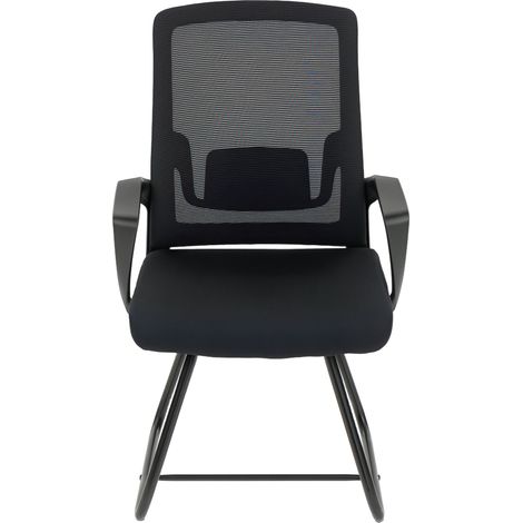 HOMCOM Sedia per Sala d'Attesa Senza Ruote Ergonomica con Braccioli Nero