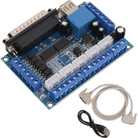 Carte interface pour driver moteur pas à pas 5 axes, isolation optocoupleur, câble USB DB25, bleu (1/5)