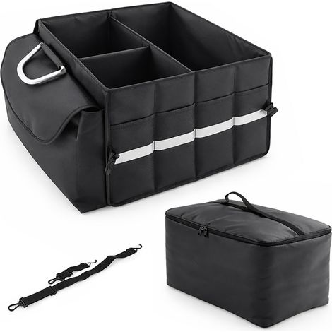 Organizer bagagliaio Relaxdays con coperchio, borsa termica rimovibile, pieghevole, 30 x 40 x 40 cm, nero