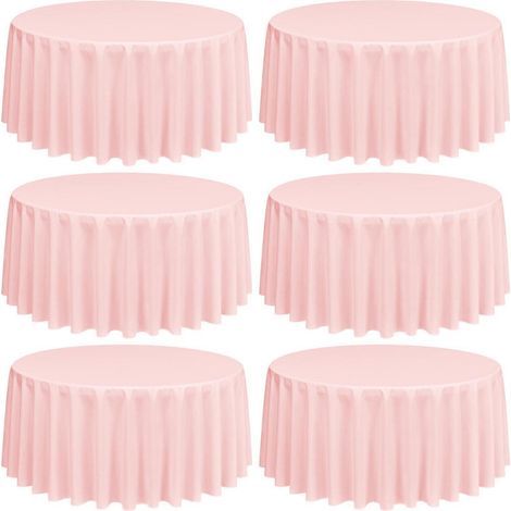 6er Pack runde Tischdecken Rosa 228 cm, waschbar, flecken- & knitterfrei