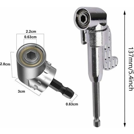 Foret à Angle Droitet, 1pc 30cm d'arbre Flexible Visseuse kit Renvoi d'Angle de 105 Degrés Magnétique Changement Rapide Hex 6mm de 1/4- inch Perceuse Electrique Acce (1PCS Court + 1PCS Longue) (1/3)