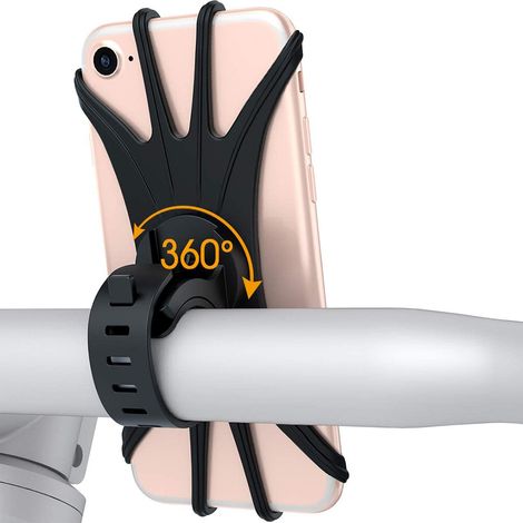 Support de téléphone en silicone pour vélo - Noir + Boîte couleur (1/5)