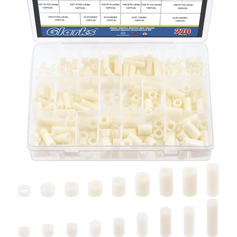 Lot de 270 pièces d'entretoises en nylon pour vis M3-M6, entretoises pour prises électriques, rondelles rondes en ABS blanc pour vis, interrupteurs et prises (1/5)
