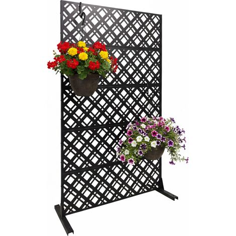 Relaxdays privacy screen, diamond motif, garden & balcony, outdoor paravent, HxW: 183 x 110 cm, metal, black (1/5)