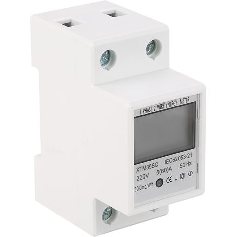 220 V 5 (80) A Digitaler 1-Phasen-2-Leiter-2P-Stromzähler zur DIN-Schienenmontage, elektronischer kWh-Zähler (1/5)