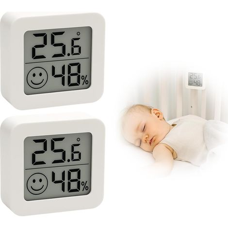 2-teiliges Mini-LCD-Thermometer-Hygrometer-Set, kabelloses digitales Thermometer und Hygrometer für den Innenbereich, geeignet für Babyzimmer, Wohnzimmer, Büro, Gewächshaus (1/5)