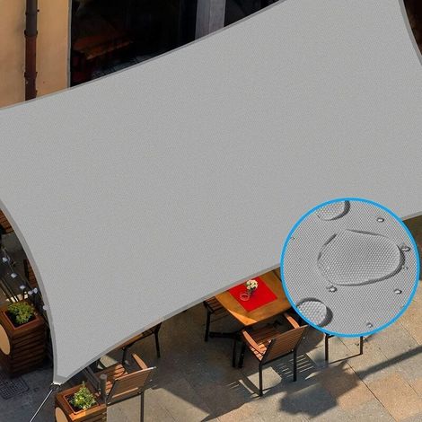 Voile d'ombrage Rectangulaire, Auvent de Terrasse Patio Extérieur Jardin avec Corde, Imperméable et Protection des Rayons UV- Rectangulaire 3x4 m, Gris (1/4)