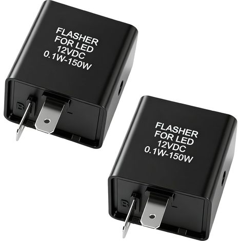 2 Pièces 12V Relais Clignotant LED Moto 2 Broches, Centrale Clignotant LED Universelle 2 Broches, Relais Électronique de Signalisation 0.1W-150W, pour Scooter Quad Vélo Électrique, Fréquence Réglable (1/5)