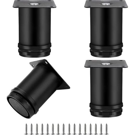 Stücke Verstellbare Möbelbeine, Runde Möbelfüße Metall Edelstahl Sofabein Tischfüße, Höhenverstellbar 0-10MM, 50x60mm Schwarz