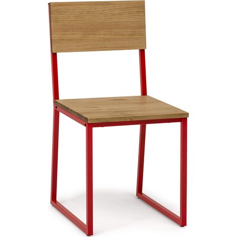 Pack 2Uds. Sillas Desmontables Oxford ECO Roja en madera maciza de pino acabado vintage estilo industrial Box Furniture (1/5)