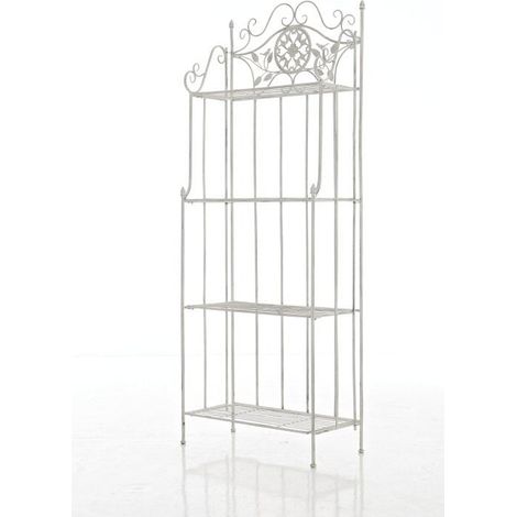 Étagère de rangement plantes chaussures cuisine 4 niveaux en métal 175x66x32 cm blanc vieilli ETA10091 (1/5)
