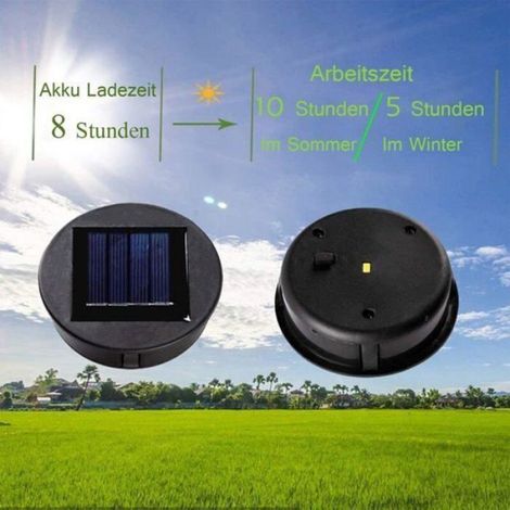 Lot de 2 lampes solaires de rechange avec LED - Panneau solaire - Couvercle de rechange - Pour éclairage extérieur (1/5)