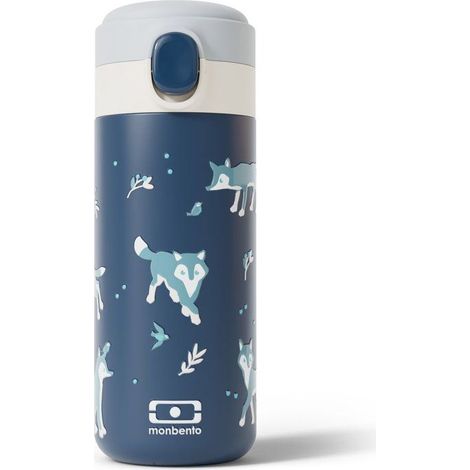 Insulated water bottle with spout - MONBENTO - Children's - Quick-opening cap - Pop Wolf (1/4)