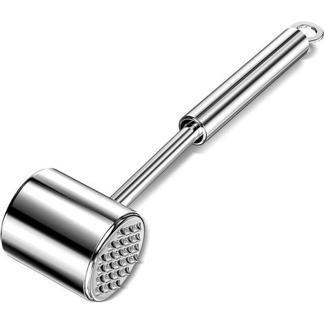 Marteau à viande professionnel en acier inoxydable 304, double face 27 cm, idéal pour steaks, poulet et escalopes (1/5)