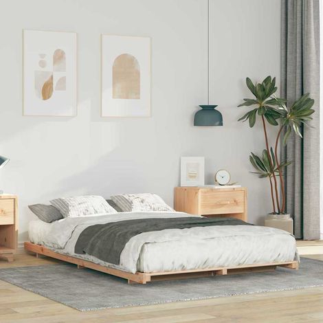 Estructura de cama Marrón 135 x 190 cm Madera maciza de pino