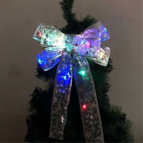 Décorations de Noël LED, nœuds en ruban pour sapin, couronnes de Noël, décorations de fêtes (1/3)