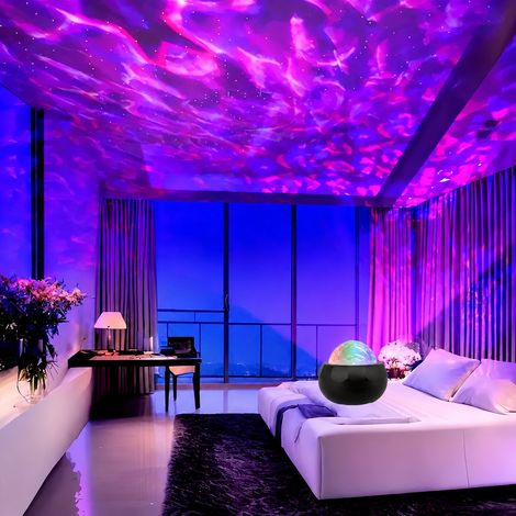 Projecteur LED effet vagues d'eau multicolores, veilleuse USB d'ambiance, noir, 10,2 × 9,6 × 8,2 cm, 140 g – Livraison gratuite (1/3)