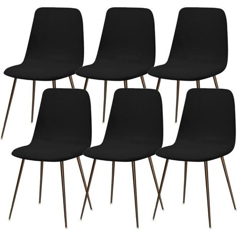Dining Chair Covers – Set of 6 – Black – Universal Washable Design – Modern and Elegant Fabric