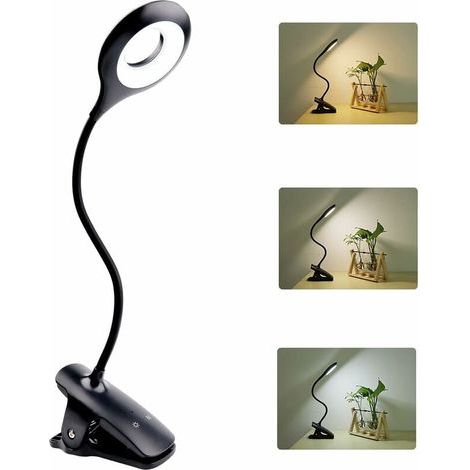 Lampe à pince USB tactile – Intensité réglable et couleurs LED – Pince robuste pour bureau et chevet – Flexibilité tube silicone (1/5)