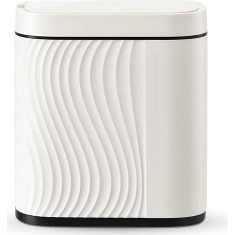 Pattumiera da cucina con sensore intelligente, 8 l, con coperchio, pattumiera da bagno, 26,5 x 29,5 x 14 cm (bianco) (1/5)