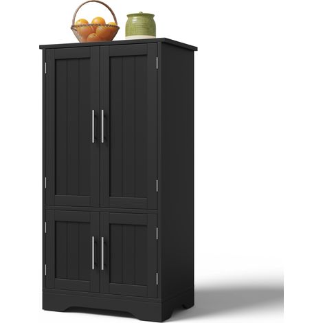 Credenza cucina 4 ante 120x60x40 cm con luce LED a sensore e ripiani regolabili nera (1/5)
