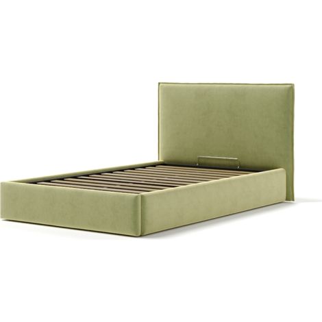 letto piazza e mezza contenitore "zoom" in tessuto verde 120x190 cm cm
