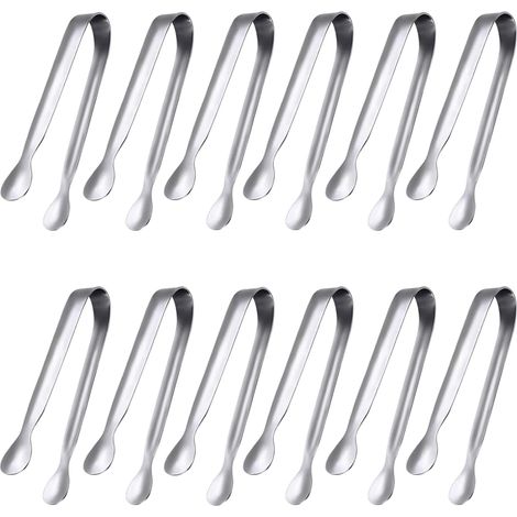 12 pinces à sucre en acier inoxydable 304 de qualité alimentaire (argenté)-AquaForge (1/5)