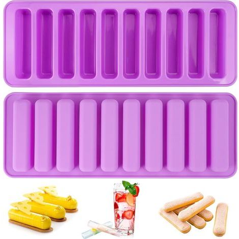 Silikonformen – Set mit 2 rechteckigen Formen mit je 20 Mulden, für Energieriegel, Müsli, Schokolade, Eiswürfel, lila (1/5)