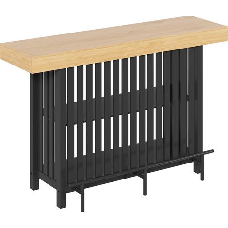 Bartisch mit Fußstütze und 2 Ablagen aus MDF 160 x 40 x 105 cm Schwarz MODENUIT (1/5)
