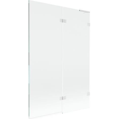 Mexen Lunar L paratia per vasca da bagno a 2 ante destra 120 x 150 cm, trasparente, bianco - 897L-120-100-20-00-P (1/5)