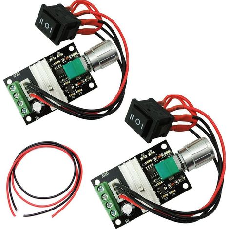 2pcs régulateur de vitesse du moteur continu, régulateur réversible du contrôleur du moteur 3A 6V 24V 12V 3A PWM avec bouton de commutation de contrôle d'inversion positive du commutateur (1/5)