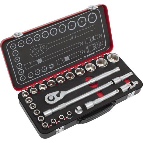 Sealey Metric Socket Set 1/2""D 24pc Single Hex Standard Length AK7924 (1/5)