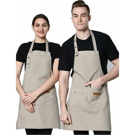 Tablier de cuisine imperméable avec poches, tablier de cuisine ajustable, tablier de barbecue, tablier à bavette, tablier de cuisine de qualité professionnelle (1/5)