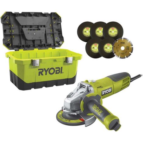 RYOBI Meuleuse d'angle - 1010W - 125mm - 1 coffret de rangement - RAG1010-125TA6