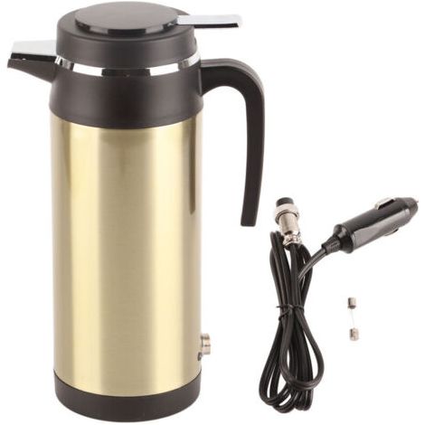BUNTHAUS Bouilloire électrique de voiture, sûre et étanche, 1200 ml, 12 V, en acier inoxydable et polypropylène, pour véhicule. Excellente isolation.