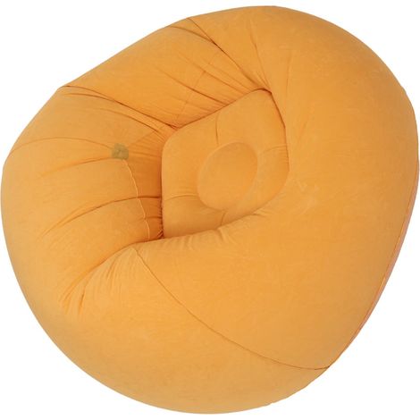 Pouf Gonflable d Extérieur Floqué Orange Fauteuil de Haricot Léger et Résistant aux Intempéries Siège Portable Camping Terrasse (1/4)