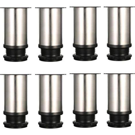 Piedini regolabili per mobili, set da 8, in metallo cromato – altezza regolabile da 80 a 95 mm – design moderno e stabile