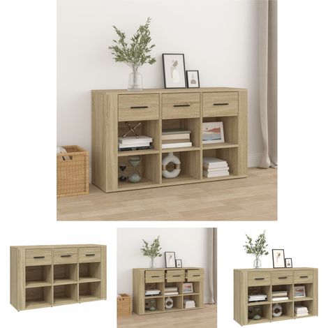 Beistelltisch - vidaXL Sideboard Sonoma-Eiche 100x30x59,5 cm Holzwerkstoff - Stauraum (1/5)