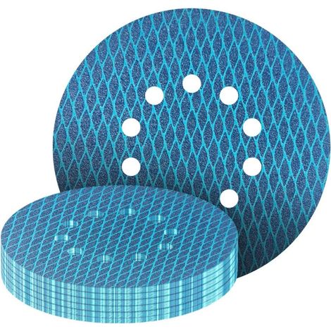 Packung mit 25 exzentrischen Schleifscheiben, 225 mm – 10 Löcher – Körnung 40 bis 240 – Diamantform – Verstopfungsfrei – Für Giraffe-Schleifer