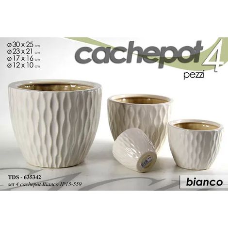 Set aus 4 weißen Cachepots Ø30/23/17/12 cm aus Keramik