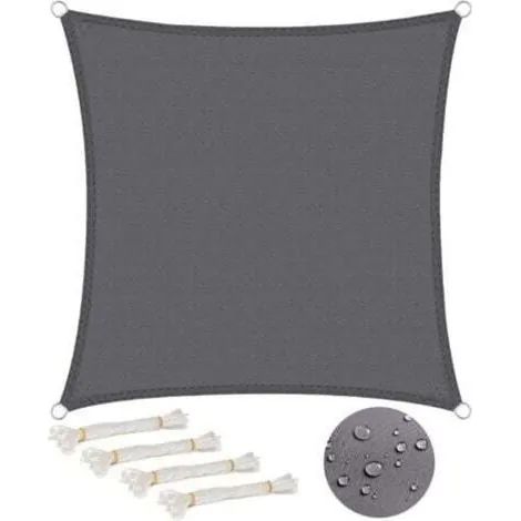 Voile d'ombrage carrée Cool Area 2,5 x 2,5 m, imperméable et résistante aux UV, pour patio, jardin, terrasse, balcon, extérieur, gris (1/3)