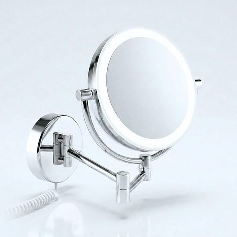 Miroir Cosmétique LED,Miroir Mural à Maquillage Rotatif à 360° avec variateur, LED lumière du Jour et grossissement 5x / 10x pour Un Maquillage Parfait (1/5)