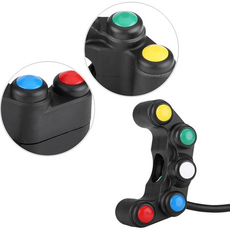 Universeller 22-mm-5-in-1-Motorradschalter für Scheinwerfer, Blinker, Bremslicht, Nebelscheinwerfer und Hupe
